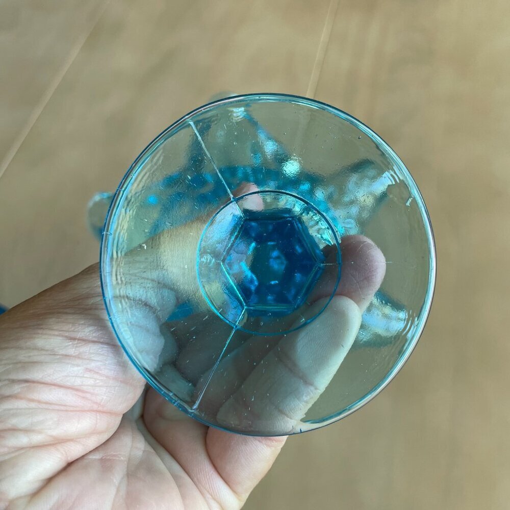 Vintage Rare Mid-Century Blue Glass Dishes Bowls Set - Picture 5 of 16